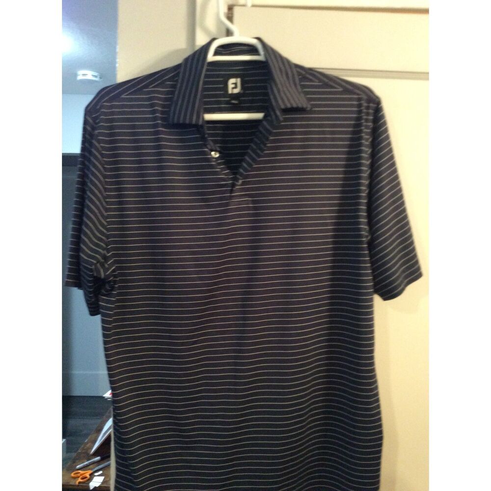 FootJoy Men's Polo Golf Shirt Navy Striped Large L